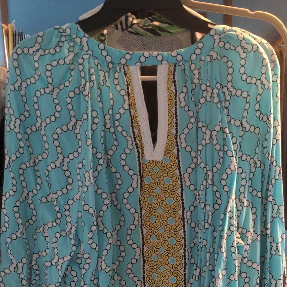 Women's Blue Patterned Top - Picture 5 of 7